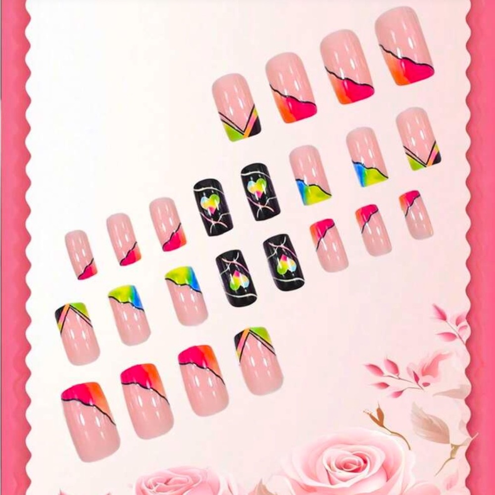 Colorful Abstract Nails NWT - Picture 2 of 3